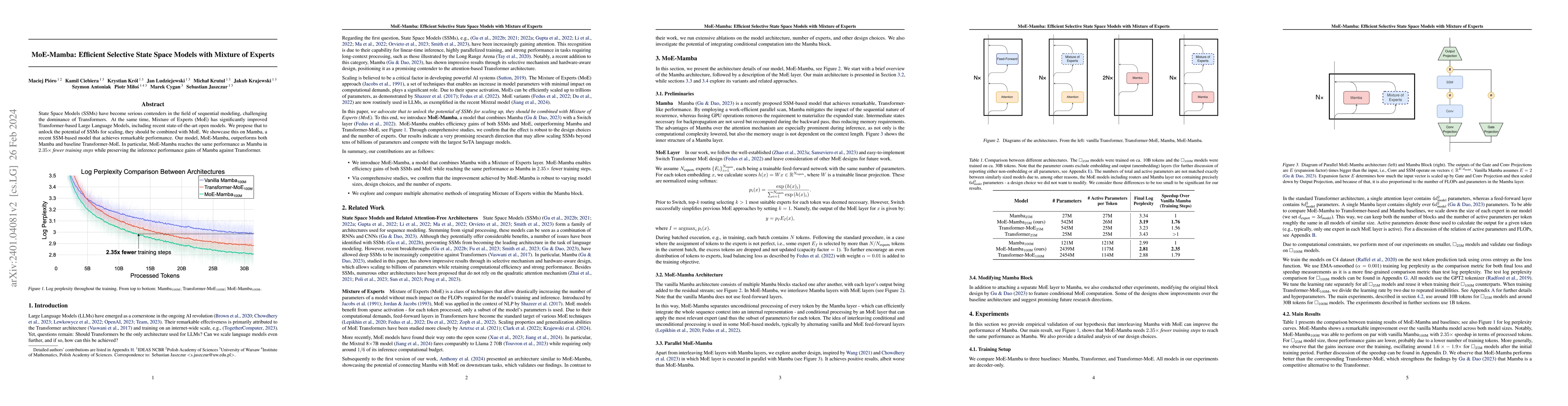 Thumbnail for MoE-Mamba: Efficient Selective State Space Models with Mixture of
  Experts