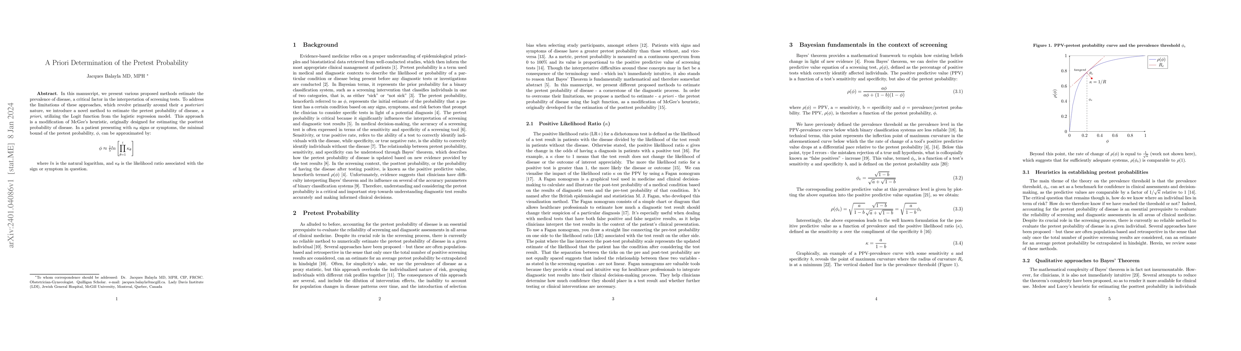 Thumbnail for A Priori Determination of the Pretest Probability