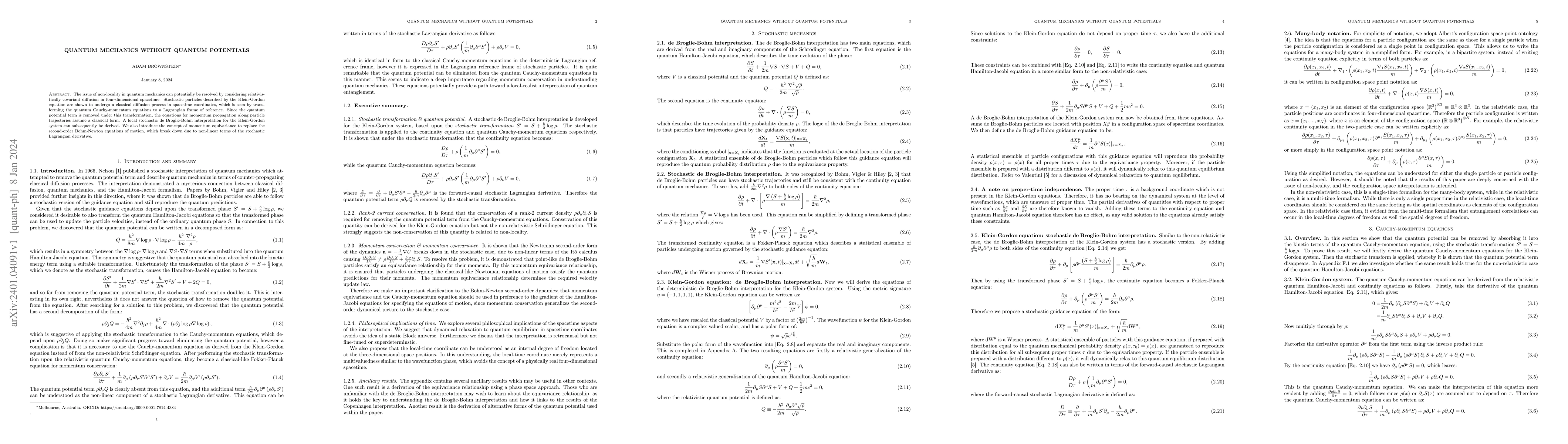 Thumbnail for Quantum mechanics without quantum potentials