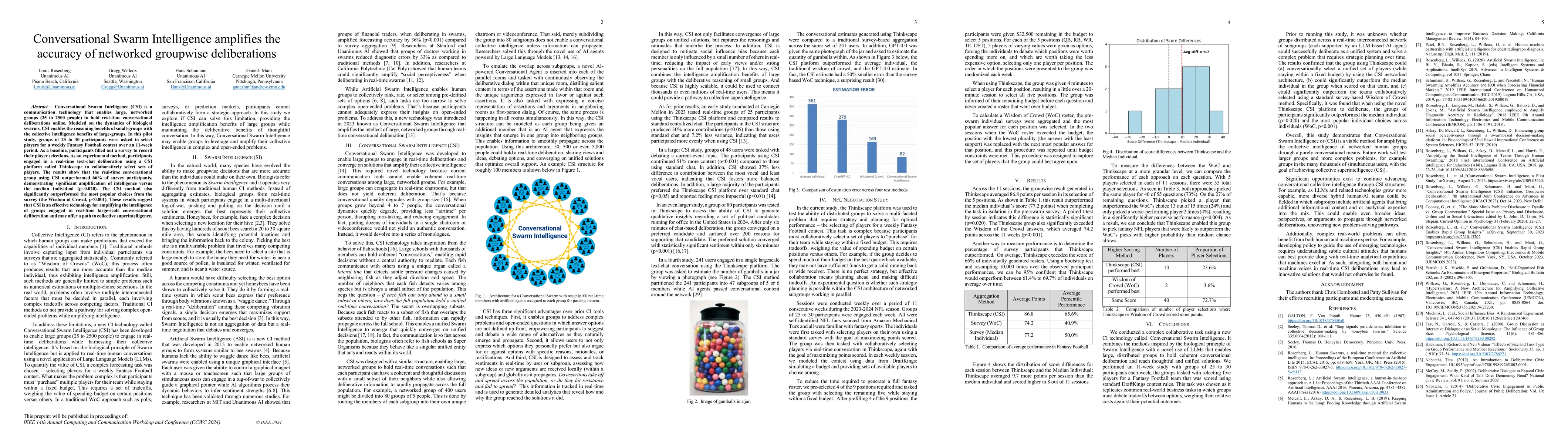 Thumbnail for Conversational Swarm Intelligence amplifies the accuracy of networked
  groupwise deliberations