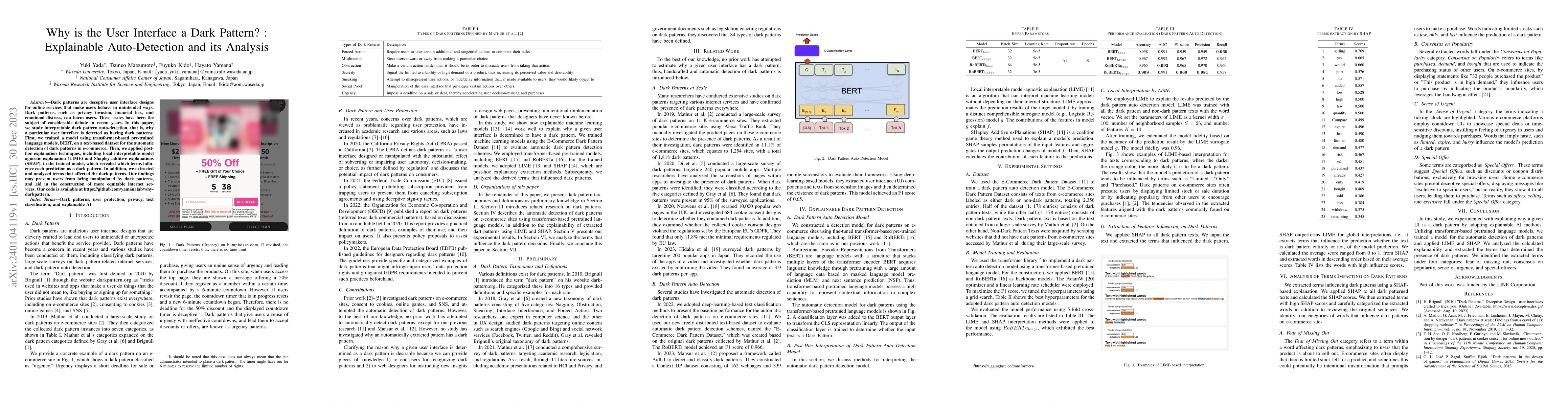 Thumbnail for Why is the User Interface a Dark Pattern? : Explainable Auto-Detection
  and its Analysis