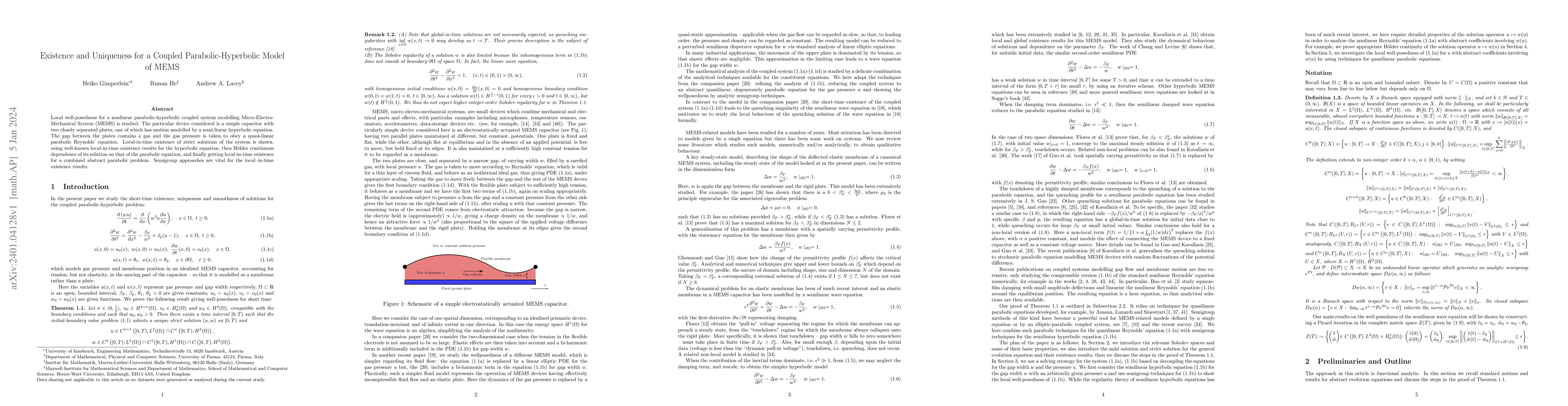 Thumbnail for Existence and uniqueness for a coupled parabolic-hyperbolic model of
  MEMS