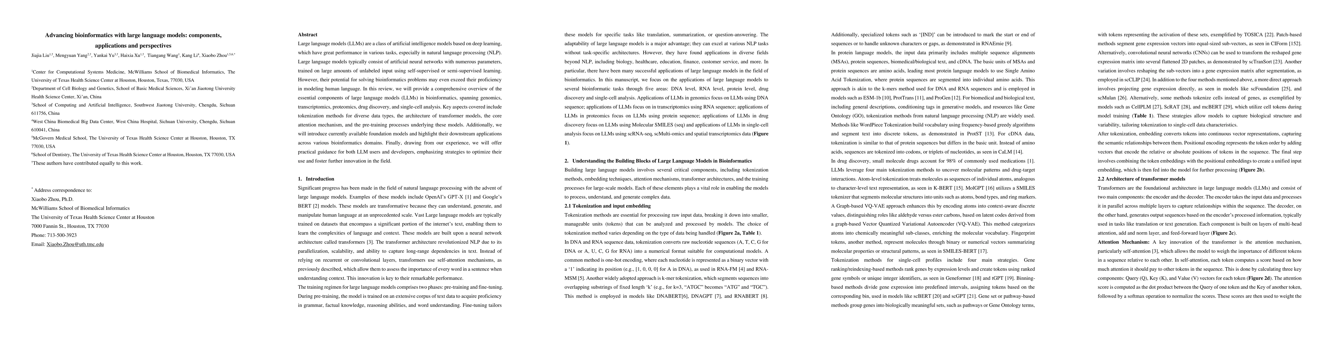 Thumbnail for Large language models in bioinformatics: applications and perspectives