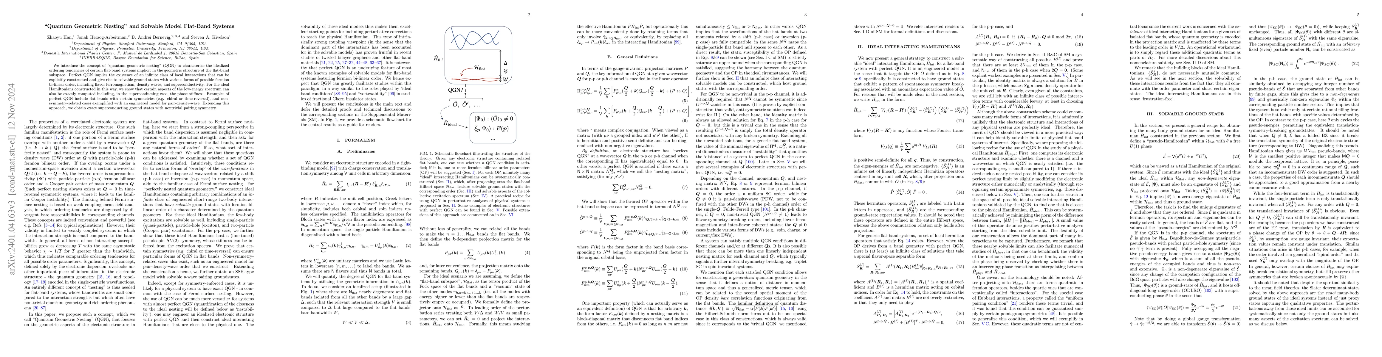 Thumbnail for "Quantum Geometric Nesting'' and Solvable Model Flat-Band Systems