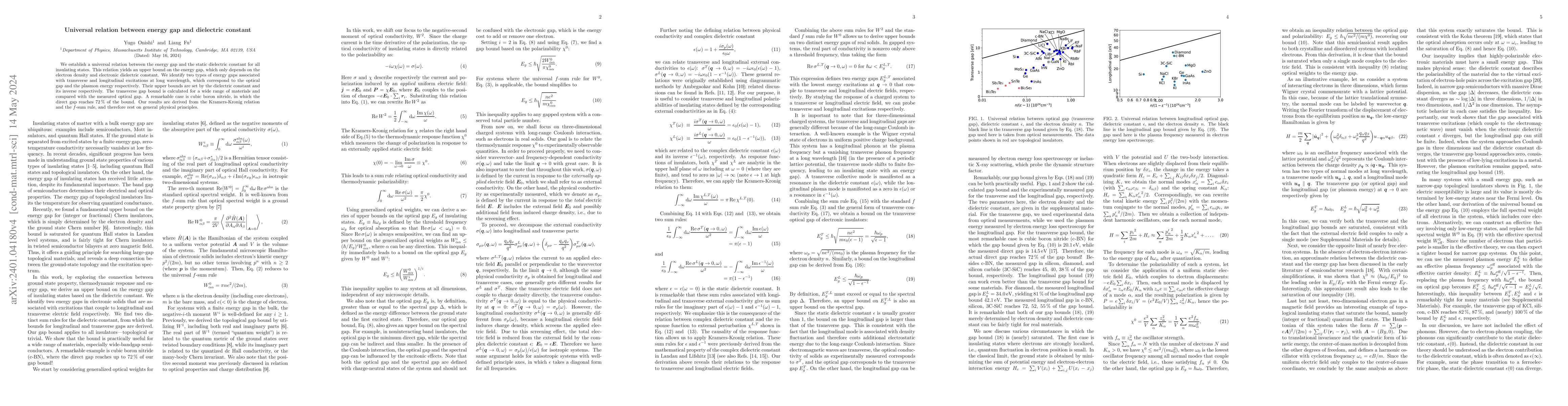 Thumbnail for Universal relation between energy gap and dielectric constant