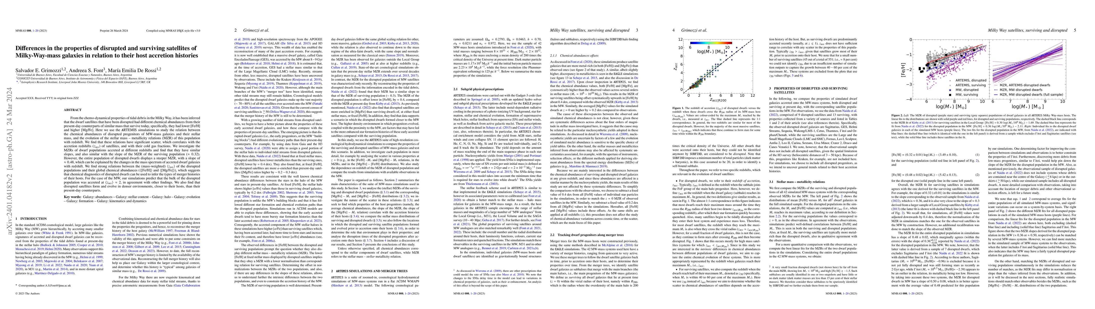 Thumbnail for Differences in the properties of disrupted and surviving satellites of
  Milky-Way-mass galaxies in relation to their host accretion histories