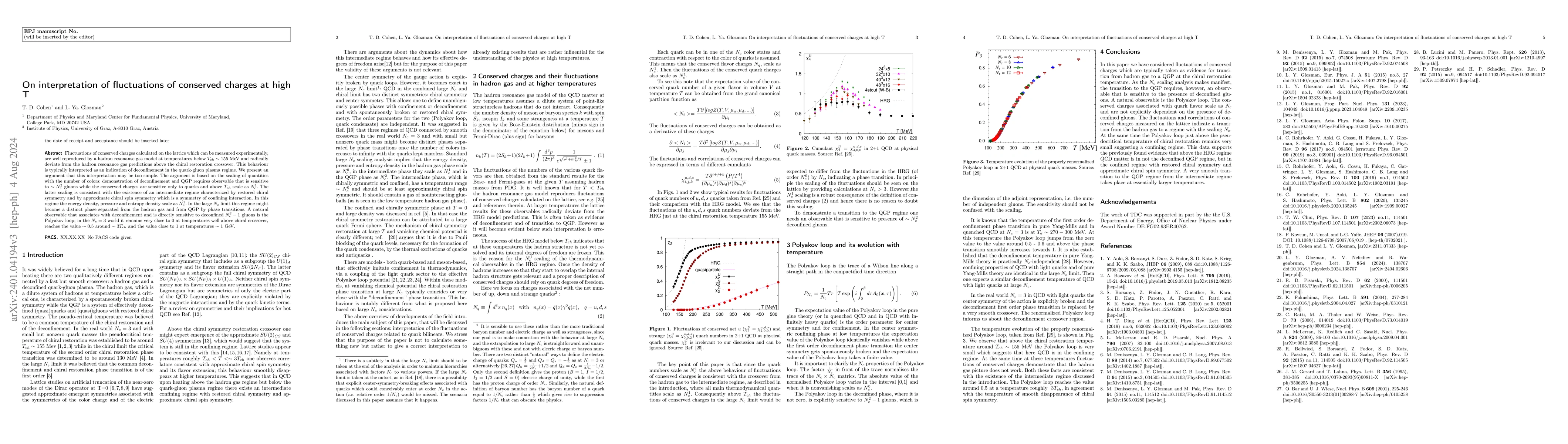 Thumbnail for On interpretation of fluctuations of conserved charges at high T