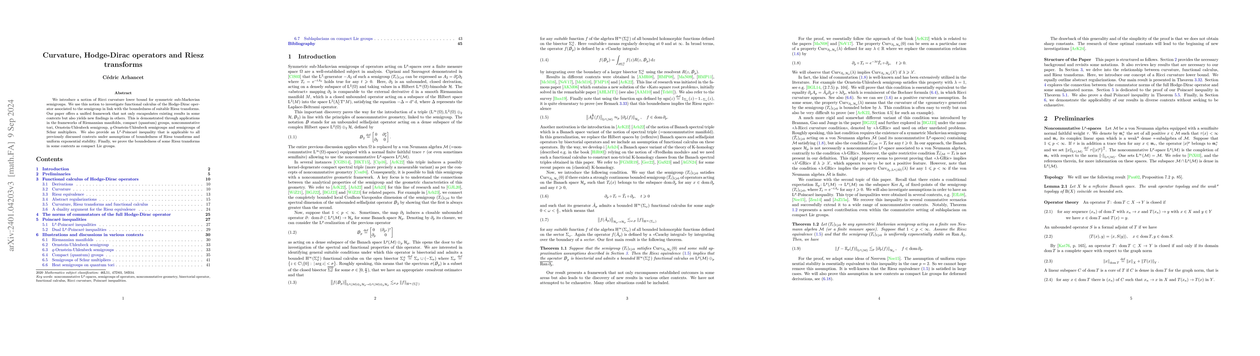 Thumbnail for Curvature, Hodge-Dirac operators and Riesz transforms