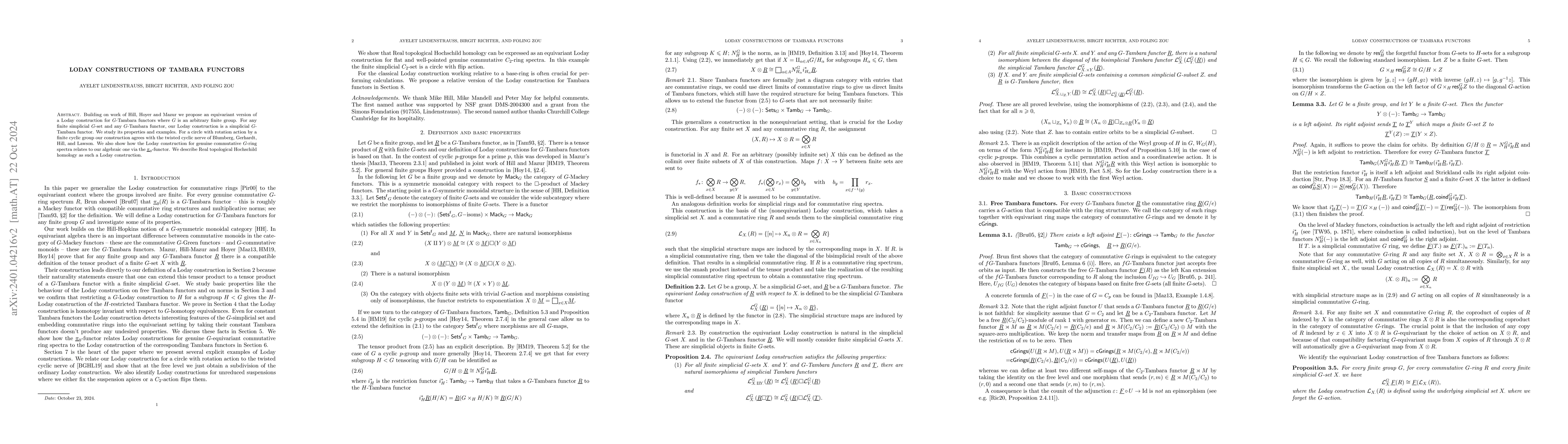 Thumbnail for Loday Constructions of Tambara functors