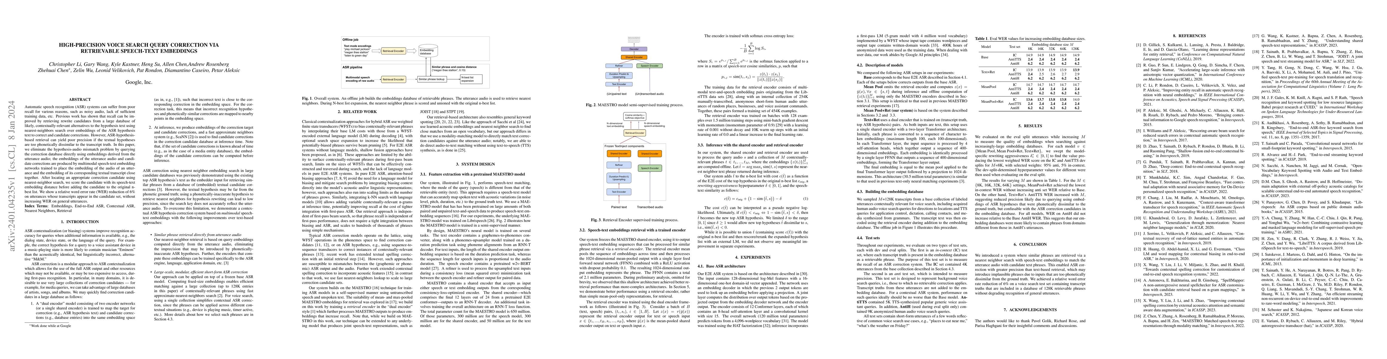 Thumbnail for High-precision Voice Search Query Correction via Retrievable Speech-text
  Embedings