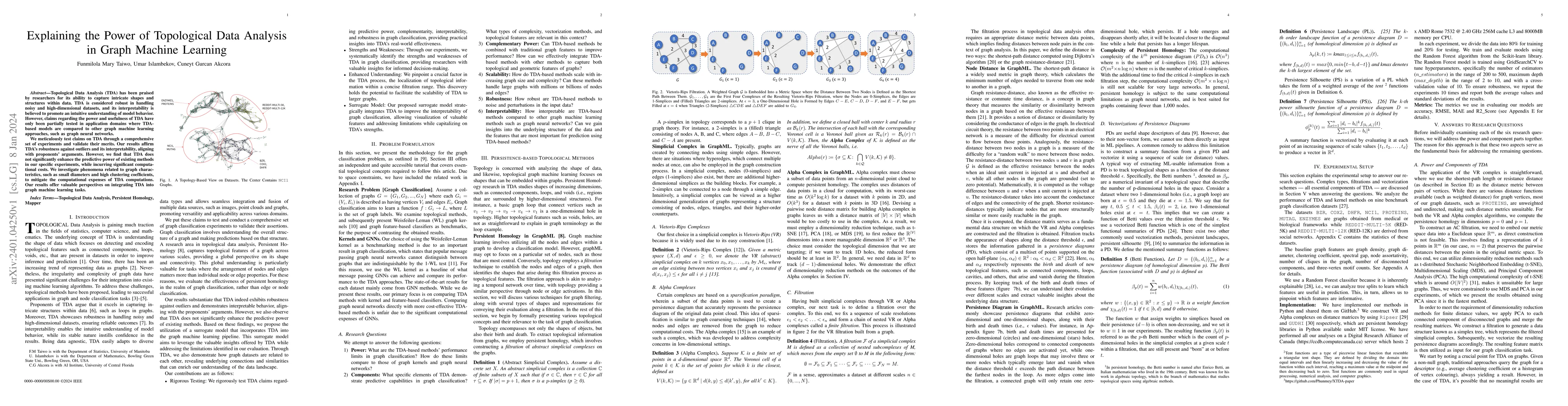 Thumbnail for Explaining the Power of Topological Data Analysis in Graph Machine
  Learning