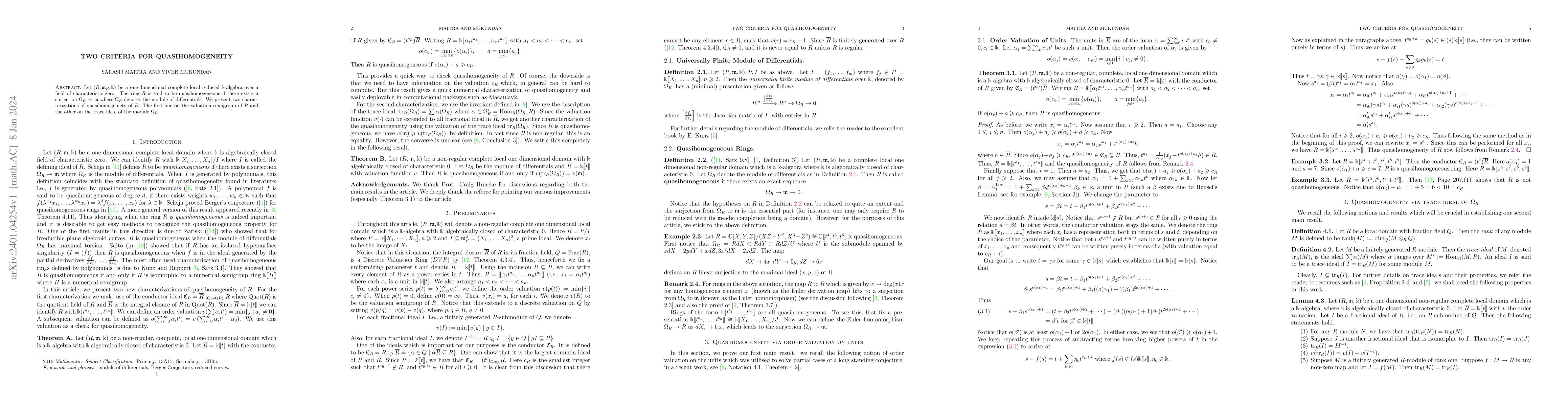 Thumbnail for Two Criteria For Quasihomogeneity