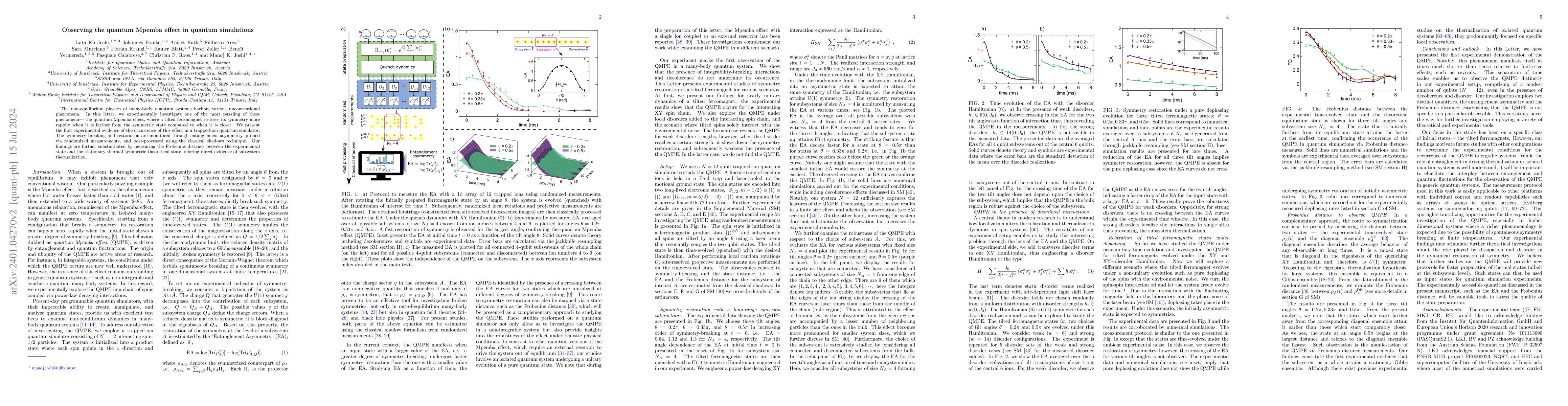 Thumbnail for Observing the quantum Mpemba effect in quantum simulations