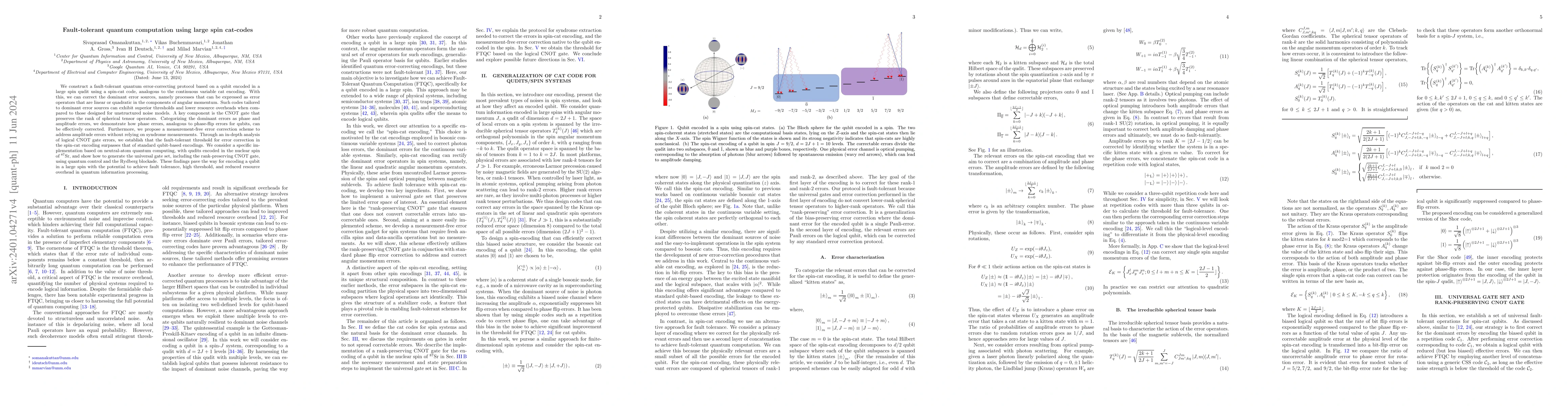 Thumbnail for Fault-tolerant quantum computation using large spin cat-codes