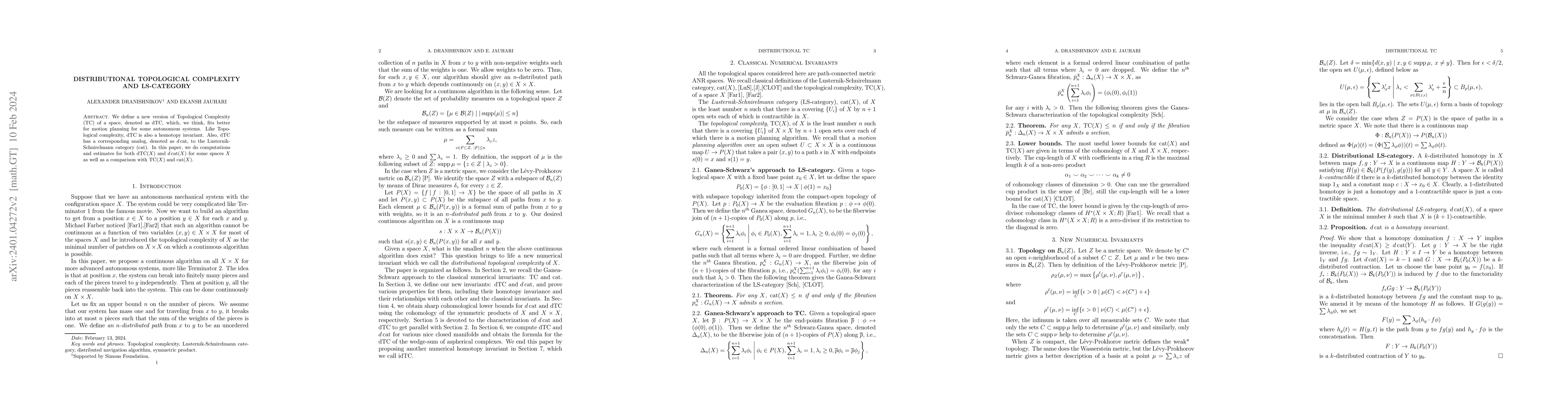 Thumbnail for Distributional Topological Complexity and LS-category