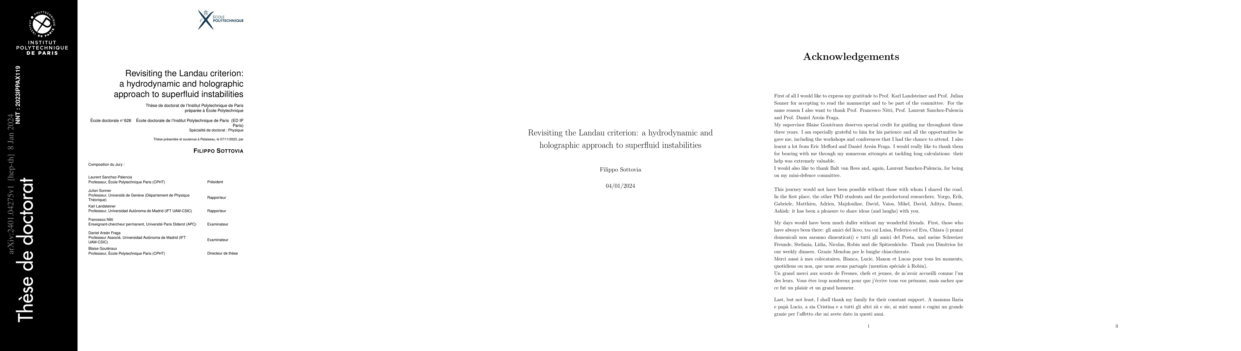 Thumbnail for Revisiting the Landau criterion: a hydrodynamic and holographic approach
  to superfluid instabilities