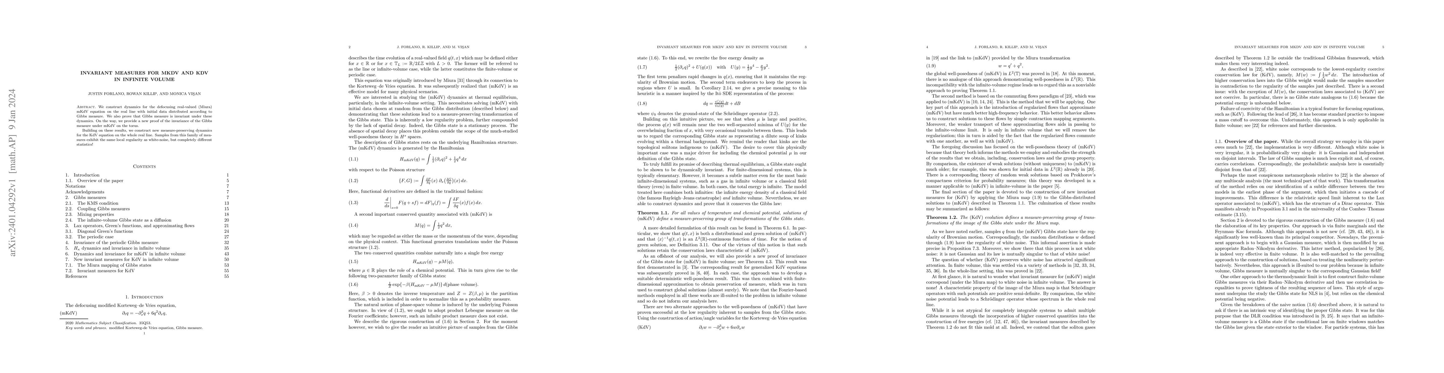 Thumbnail for Invariant measures for mKdV and KdV in infinite volume
