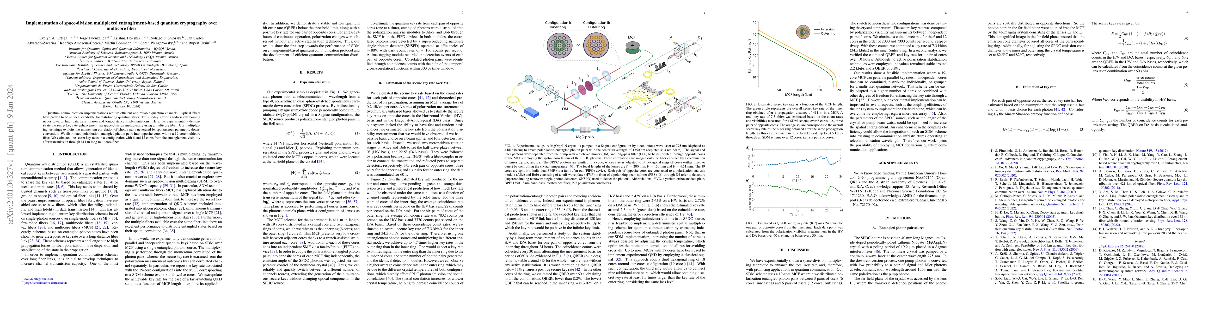 Thumbnail for Implementation of space-division multiplexed entanglement-based quantum
  cryptography over multicore fiber