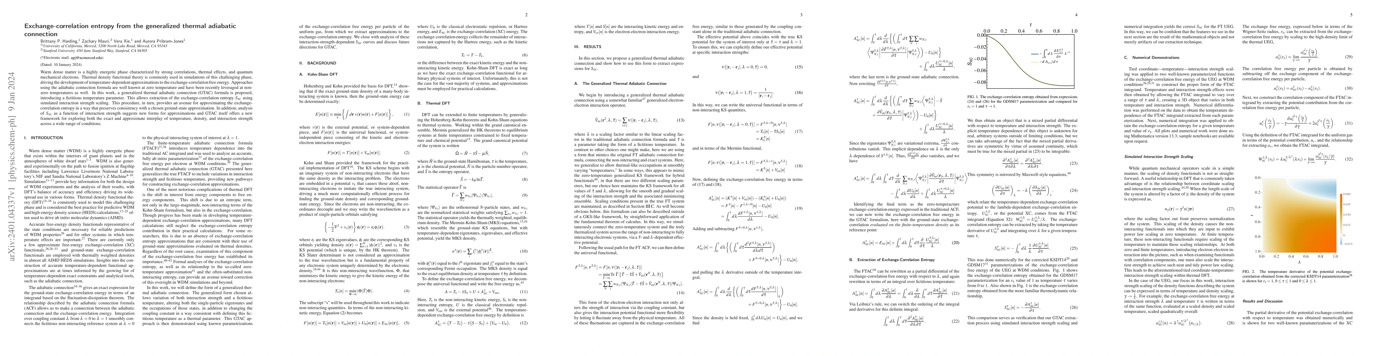 Thumbnail for Exchange-correlation entropy from the generalized thermal adiabatic
  connection