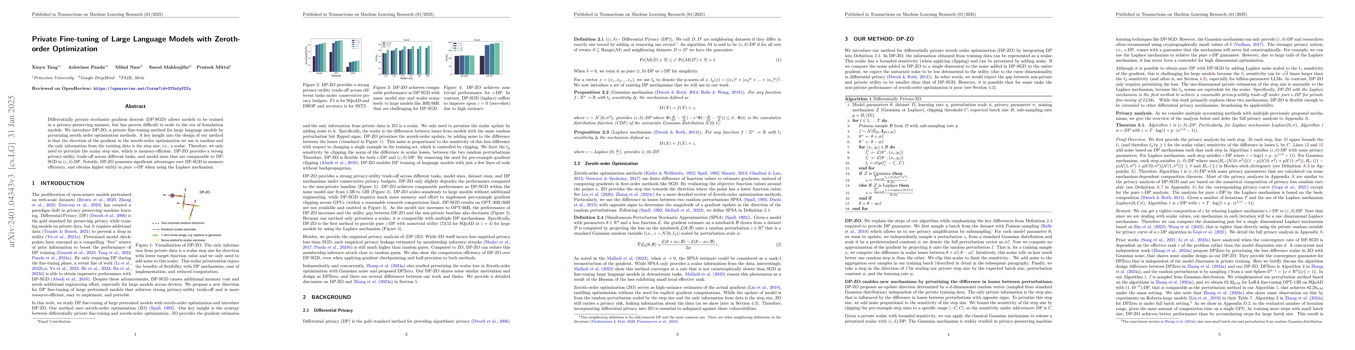 Thumbnail for Private Fine-tuning of Large Language Models with Zeroth-order
  Optimization