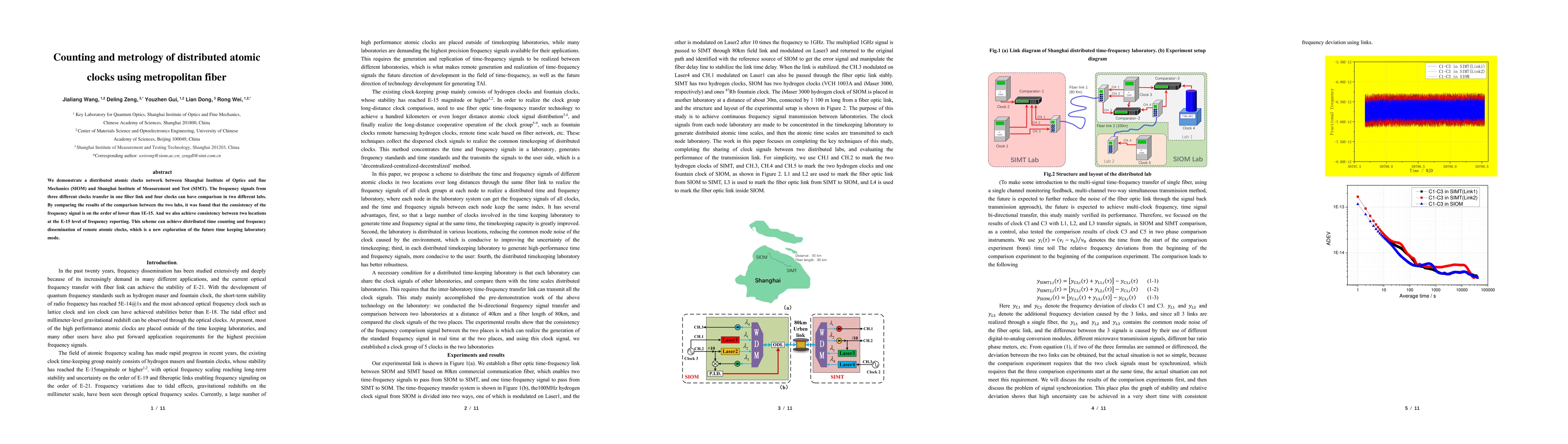 Thumbnail for Counting and metrology of distributed atomic clocks using metropolitan
  fiber