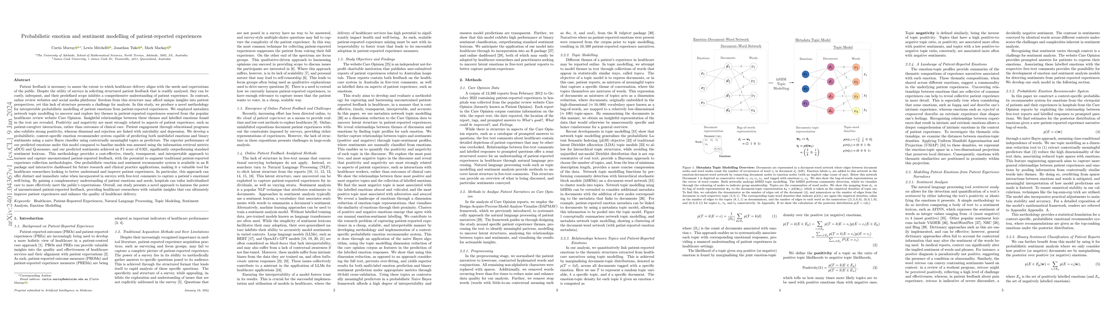 Thumbnail for Probabilistic emotion and sentiment modelling of patient-reported
  experiences