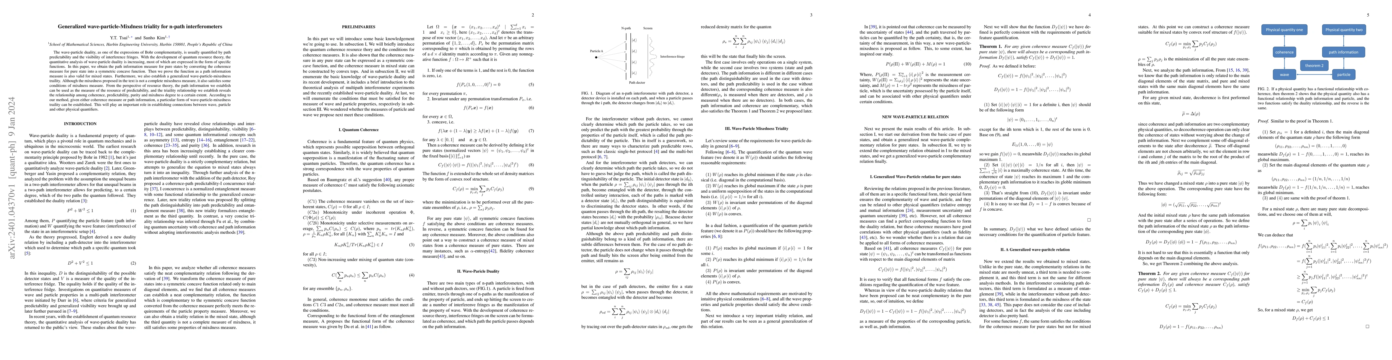 Thumbnail for Generalized wave-particle-Mixdness triality for n-path interferometers