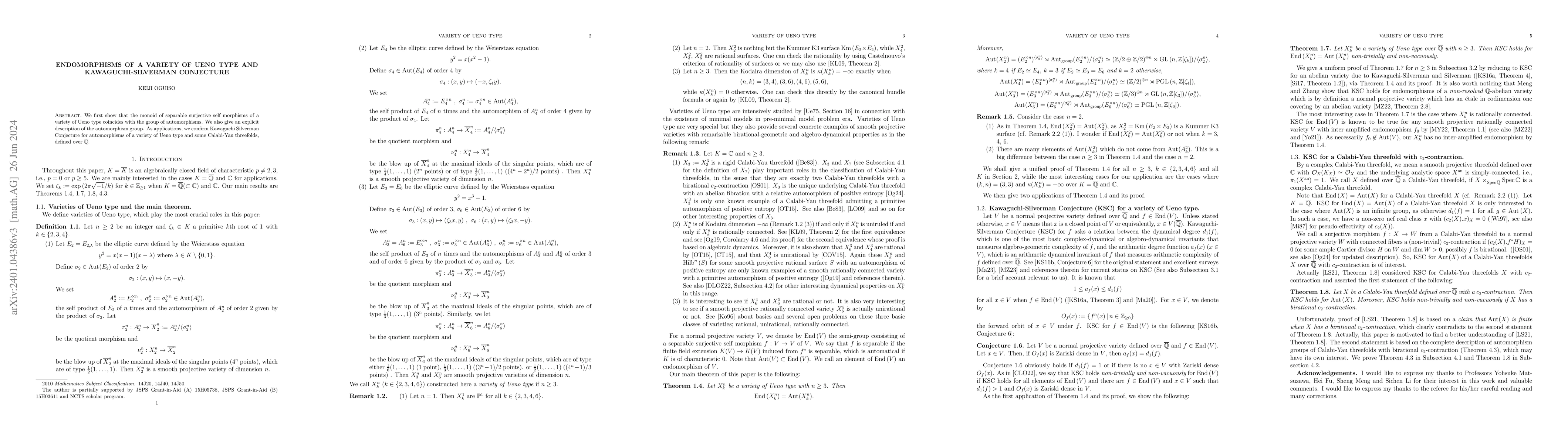 Thumbnail for Endomorphisms of a variety of Ueno type and Kawaguchi-Silverman
  Conjecture