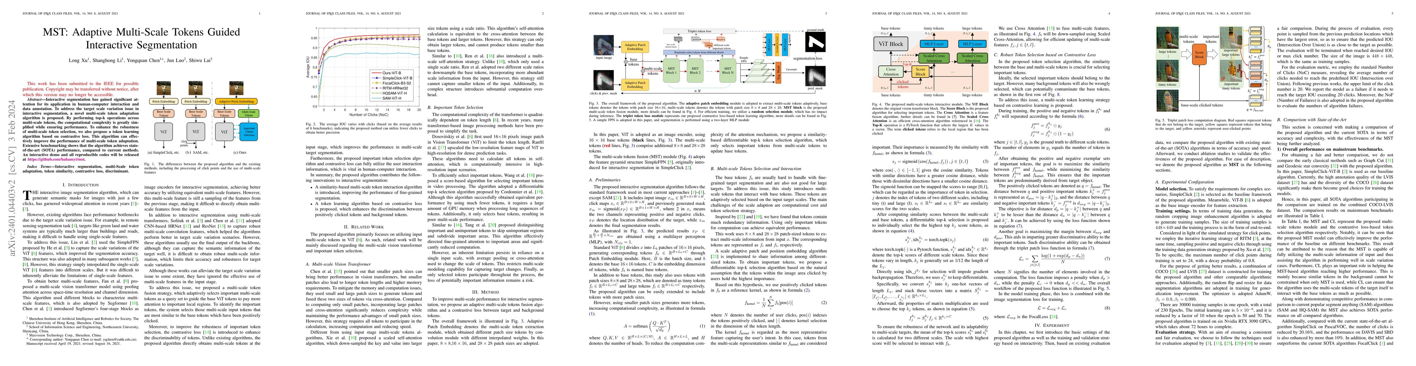 Thumbnail for MST: Adaptive Multi-Scale Tokens Guided Interactive Segmentation