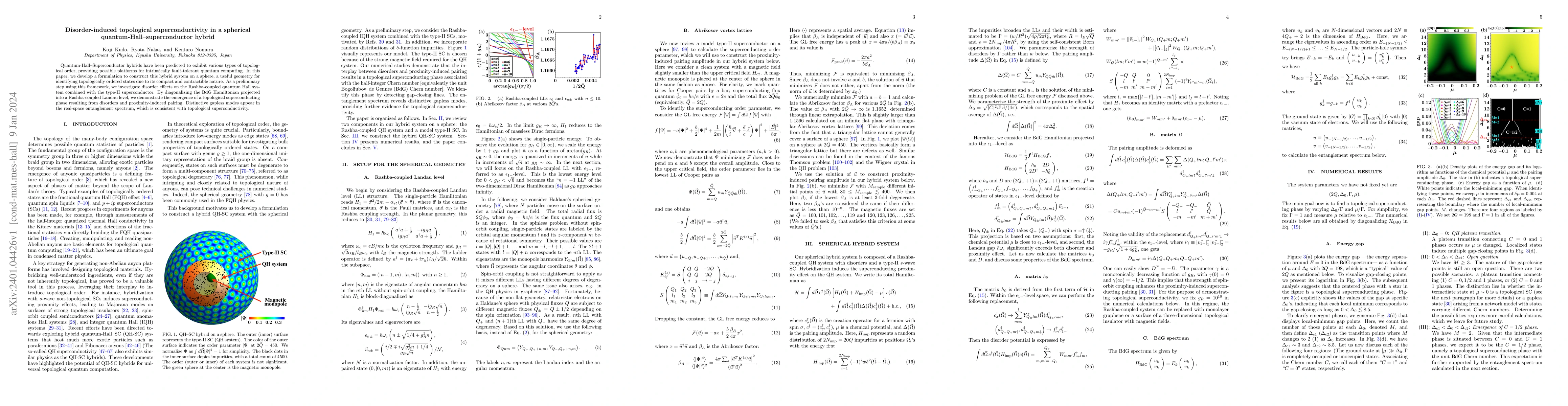 Thumbnail for Disorder-induced topological superconductivity in a spherical
  quantum-Hall--superconductor hybrid