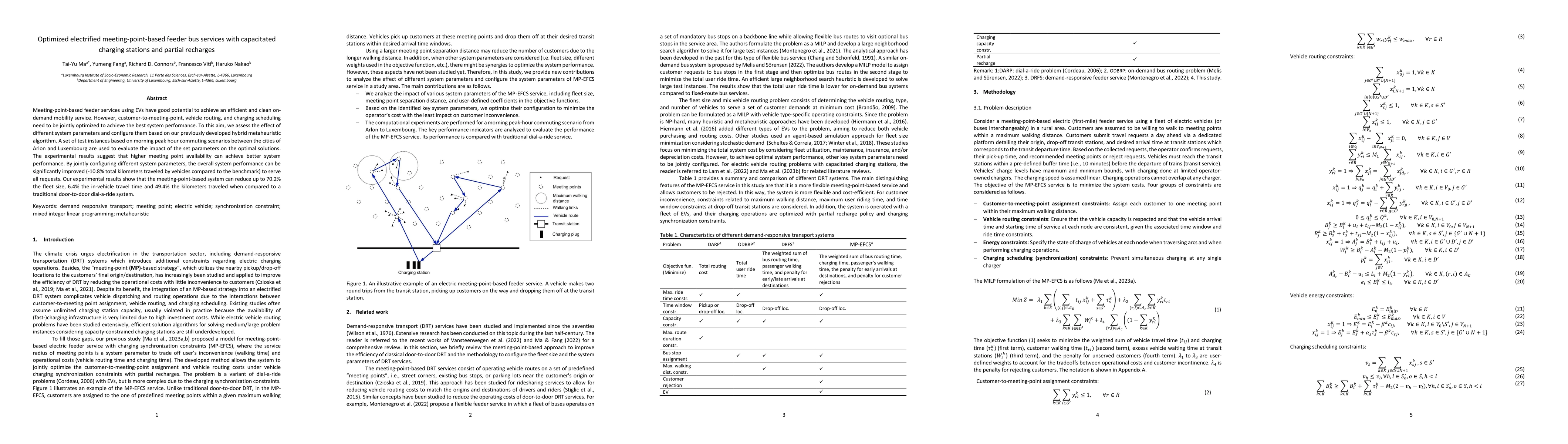 Thumbnail for Optimized electrified meeting-point-based feeder bus services with
  capacitated charging stations and partial recharges