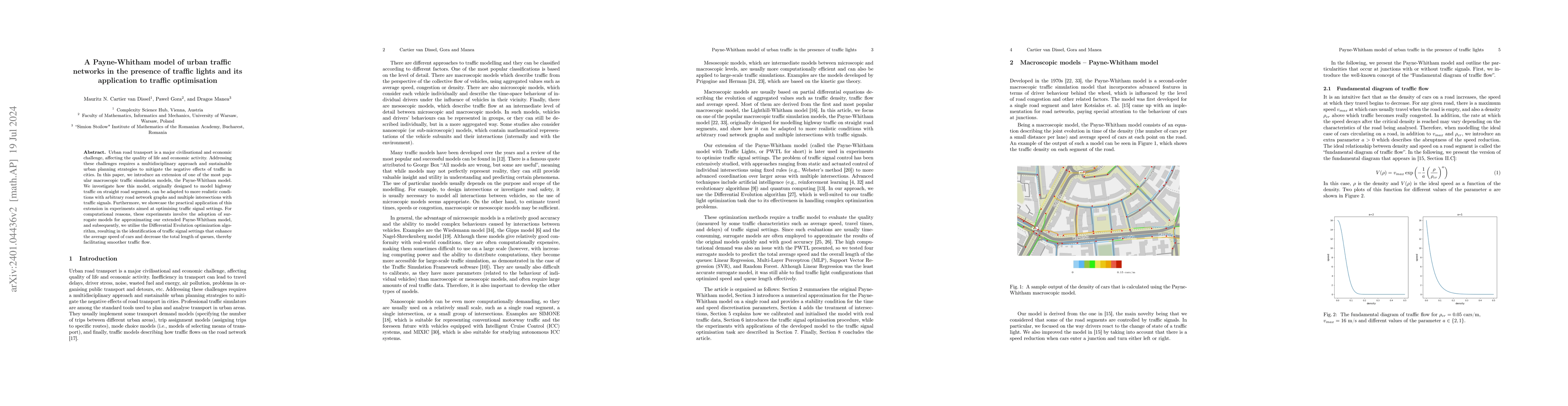 Thumbnail for A Payne-Whitham model of urban traffic networks in the presence of
  traffic lights and its application to traffic optimisation