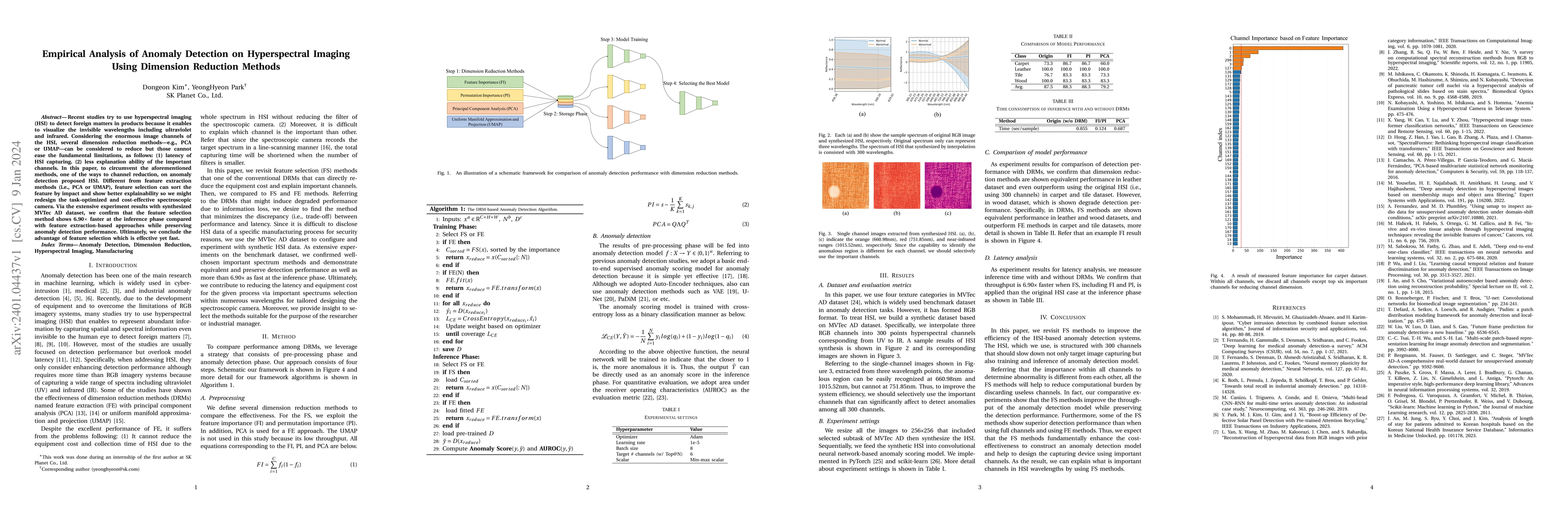 Thumbnail for Empirical Analysis of Anomaly Detection on Hyperspectral Imaging Using
  Dimension Reduction Methods