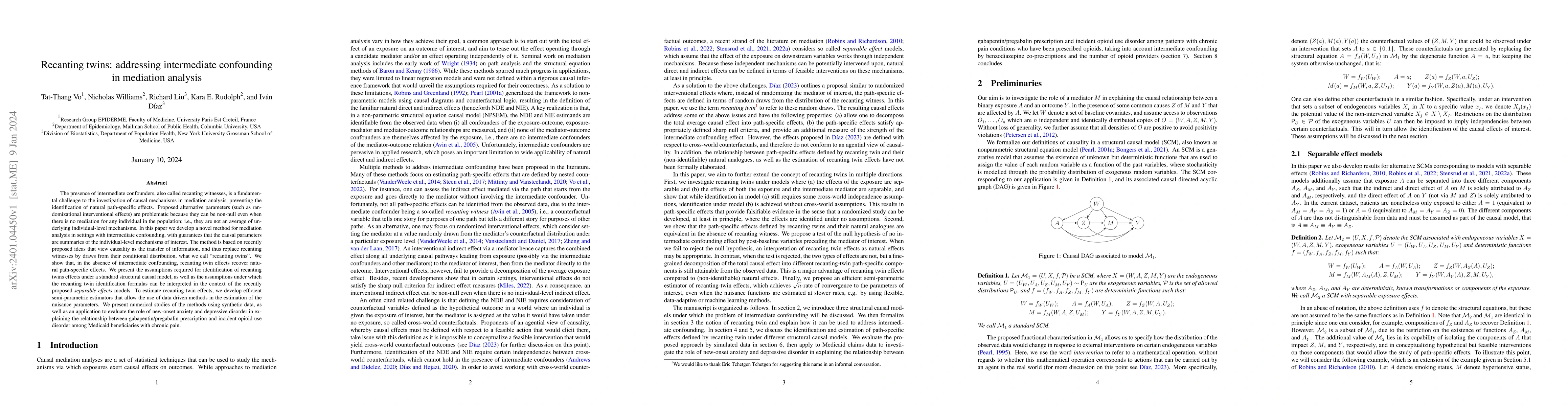 Thumbnail for Recanting twins: addressing intermediate confounding in mediation
  analysis