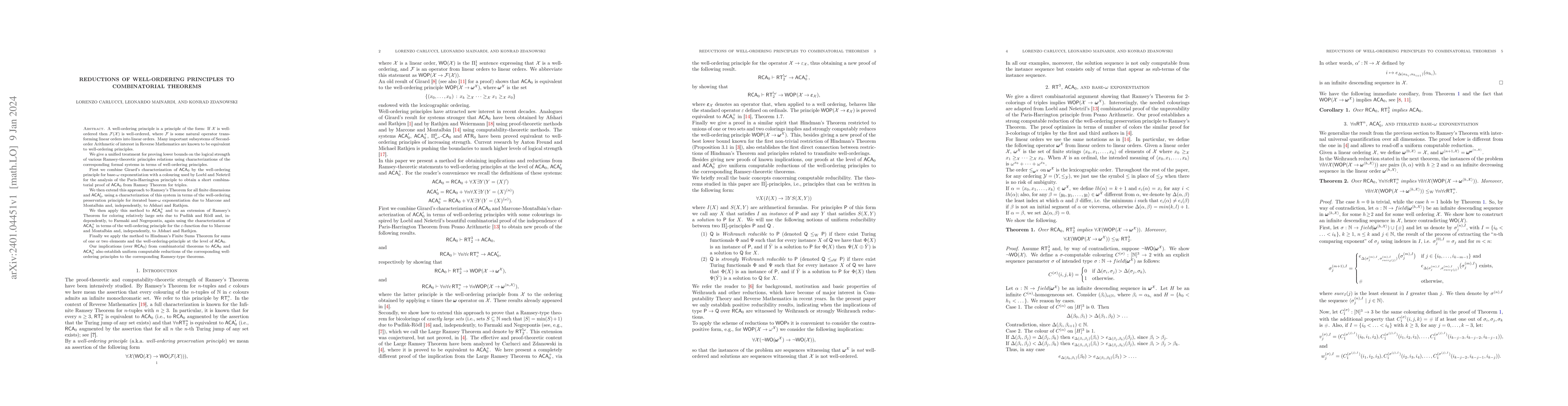 Thumbnail for Reductions of well-ordering principles to combinatorial theorems