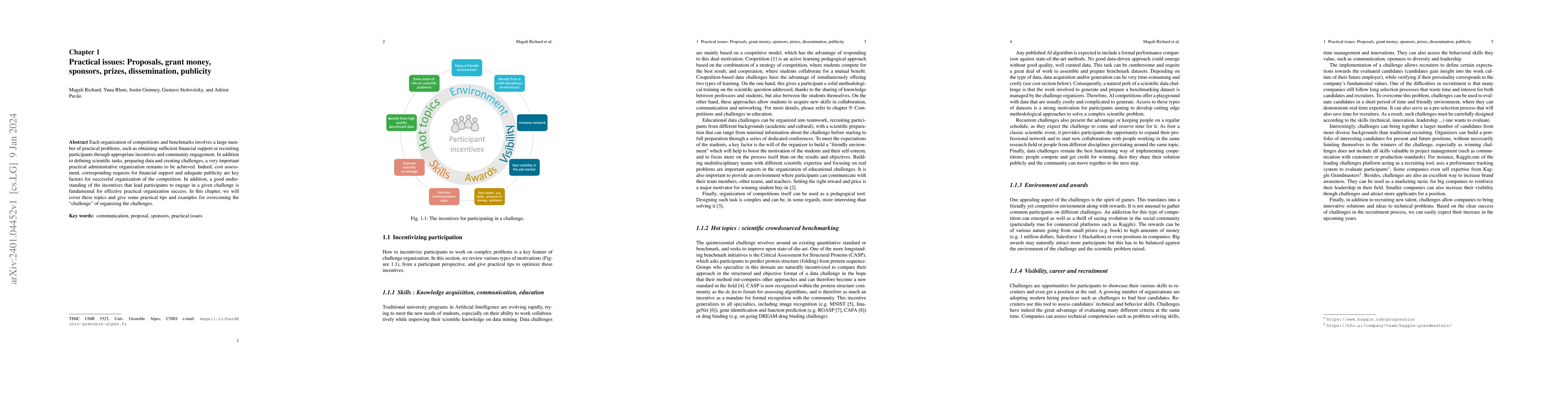 Thumbnail for AI Competitions and Benchmarks, Practical issues: Proposals, grant
  money, sponsors, prizes, dissemination, publicity