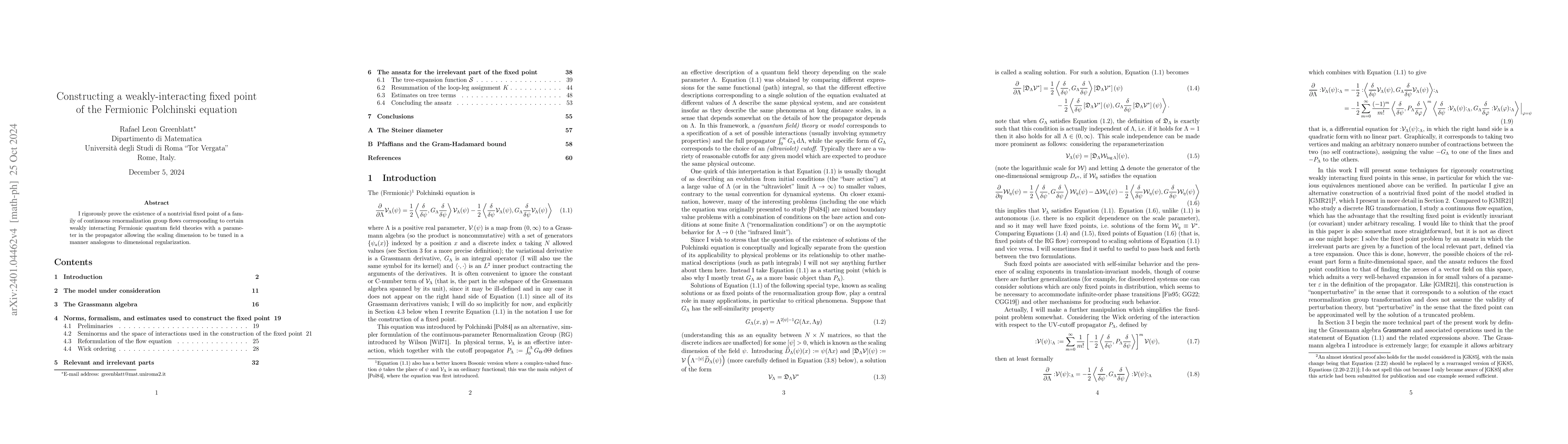 Thumbnail for Constructing a weakly-interacting fixed point of the Fermionic
  Polchinski equation