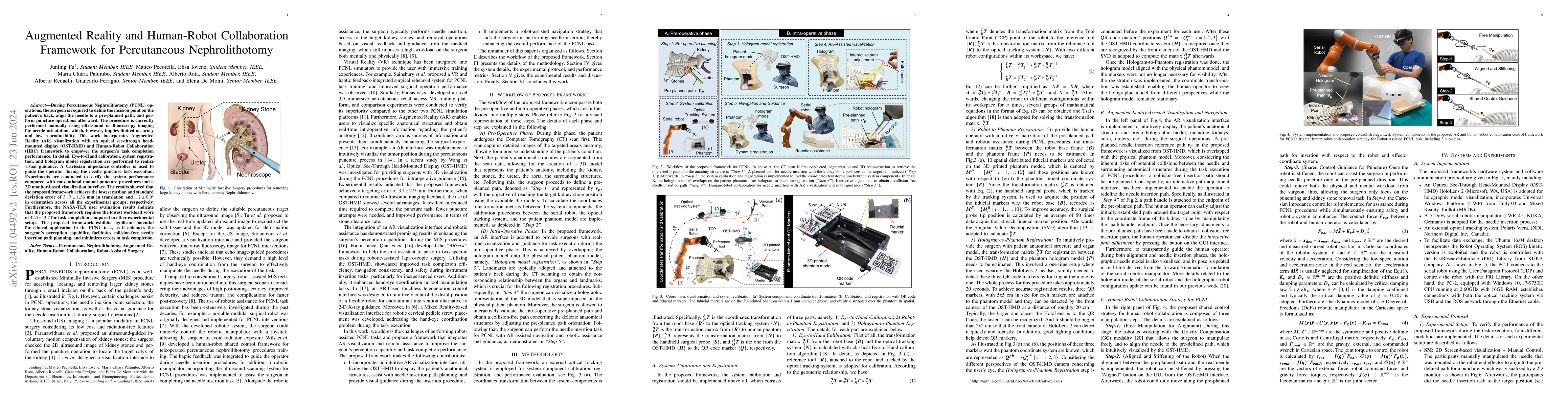 Thumbnail for Augmented Reality and Human-Robot Collaboration Framework for
  Percutaneous Nephrolithotomy: System Design, Implementation, and Performance
  Metrics