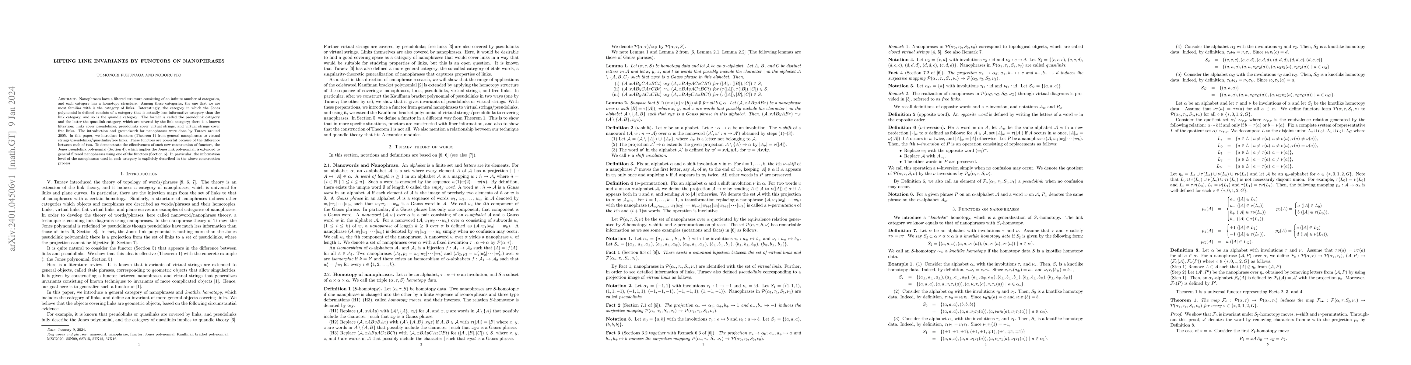 Thumbnail for Lifting link invariants by functors on nanophrases