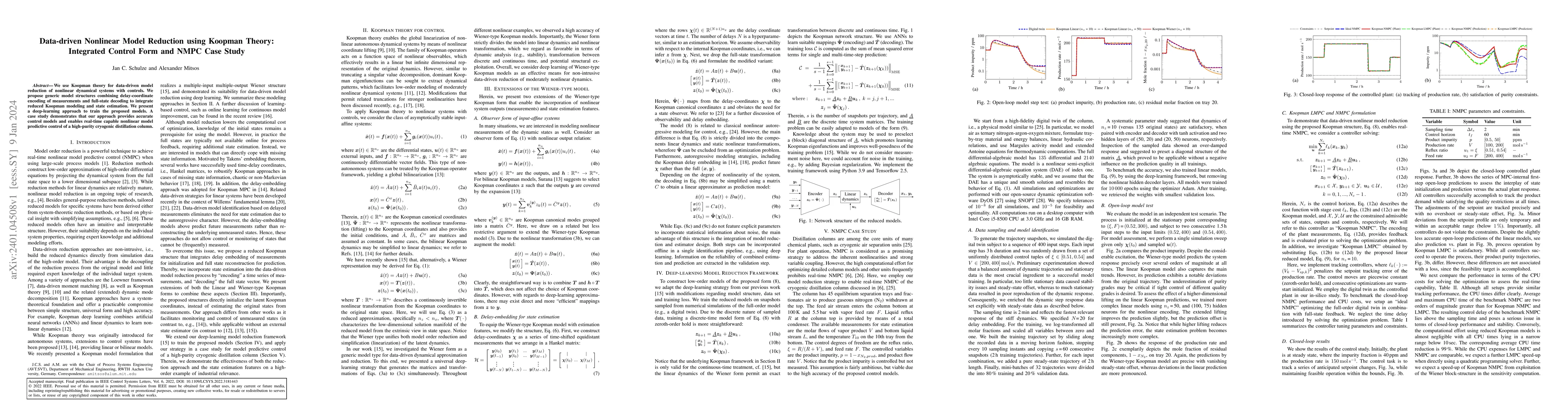 Thumbnail for Data-driven Nonlinear Model Reduction using Koopman Theory: Integrated
  Control Form and NMPC Case Study