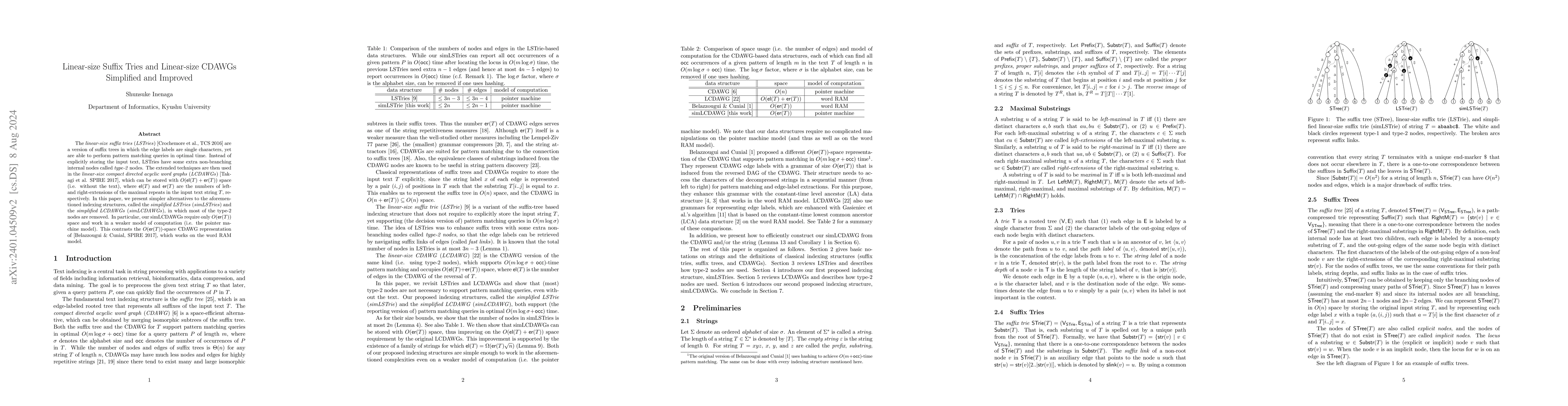 Thumbnail for Linear-size Suffix Tries and Linear-size CDAWGs Simplified and Improved