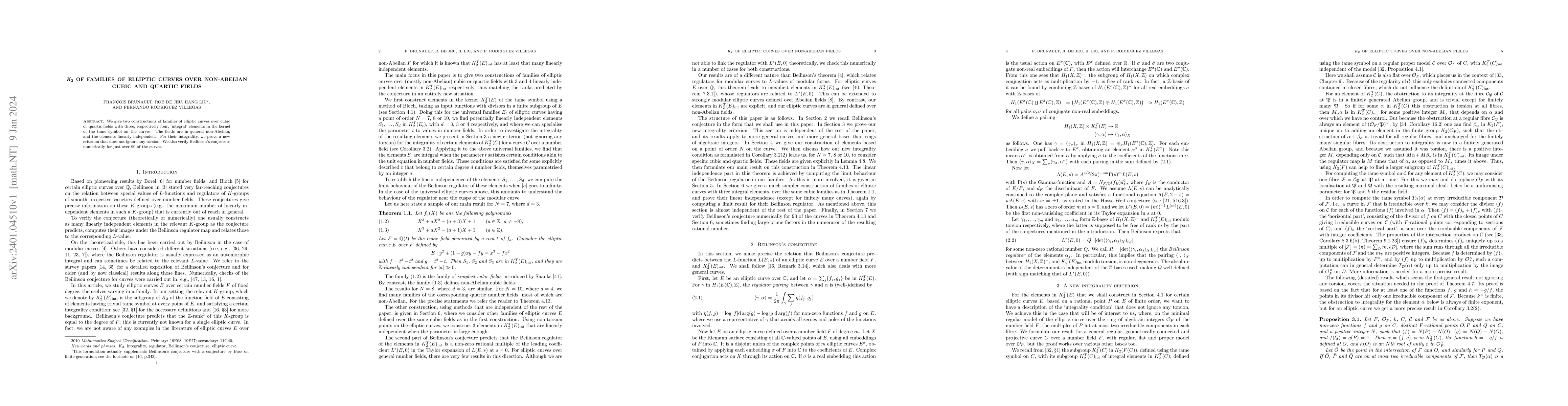 Thumbnail for $K_2$ of families of elliptic curves over non-Abelian cubic and quartic
  fields