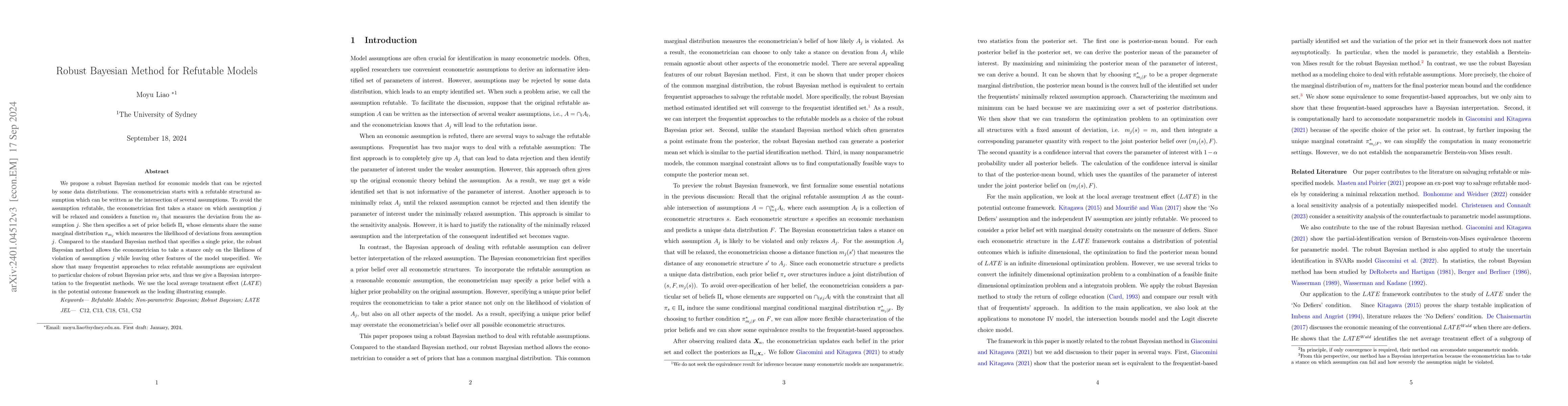 Thumbnail for Robust Bayesian Method for Refutable Models
