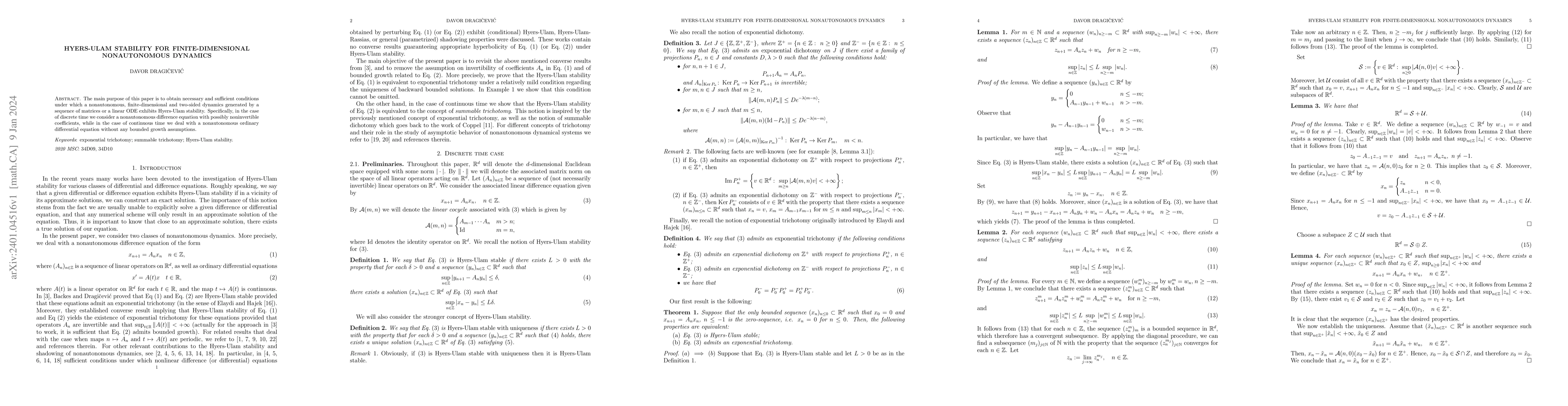 Thumbnail for Hyers-Ulam stability for finite-dimensional nonautonomous dynamics