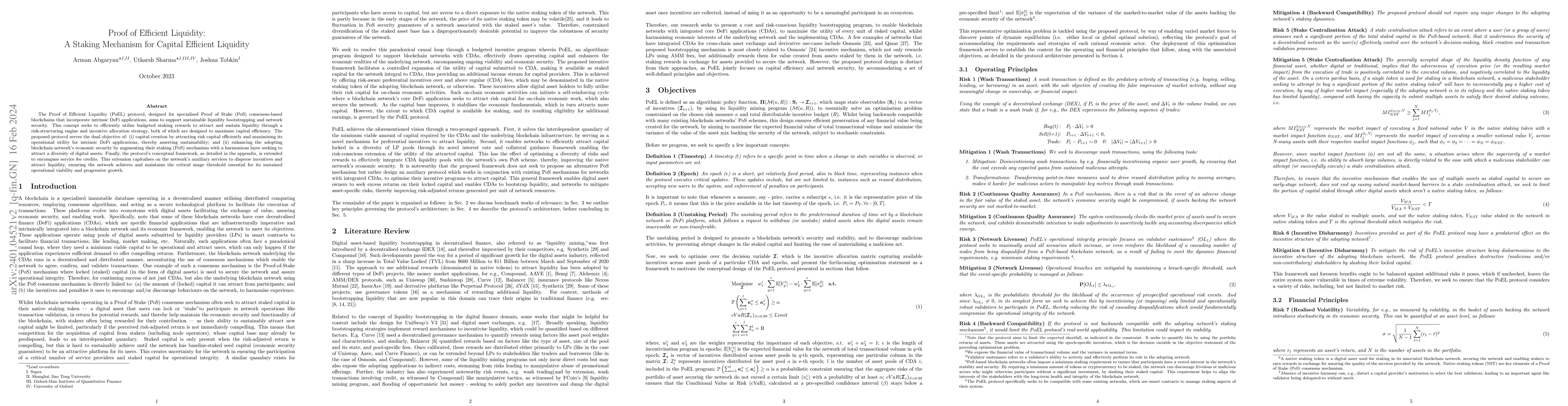 Thumbnail for Proof of Efficient Liquidity: A Staking Mechanism for Capital Efficient
  Liquidity