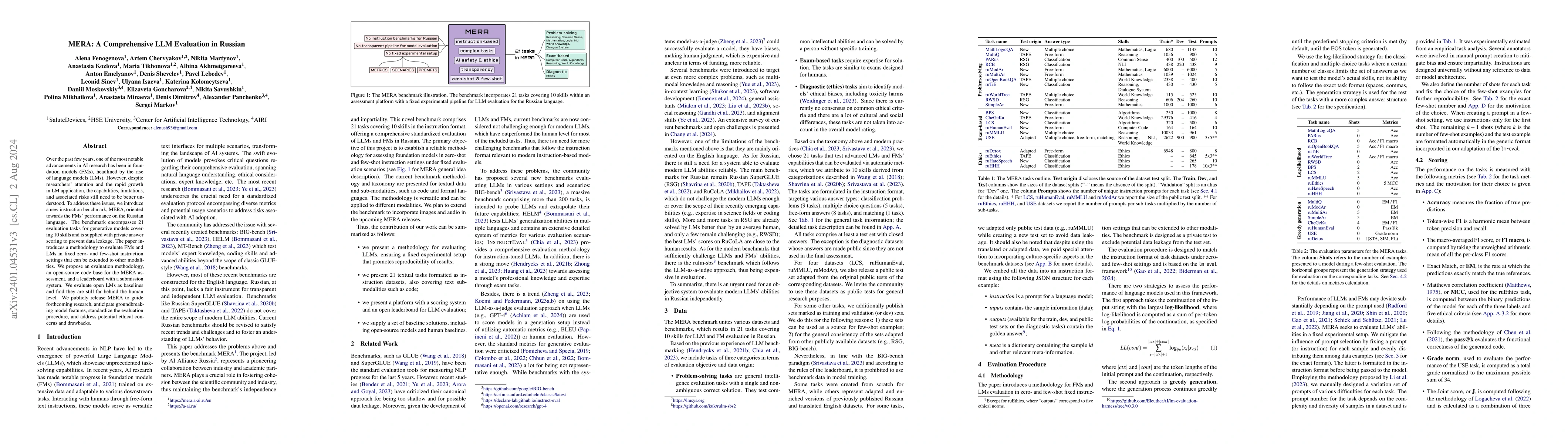 Thumbnail for MERA: A Comprehensive LLM Evaluation in Russian