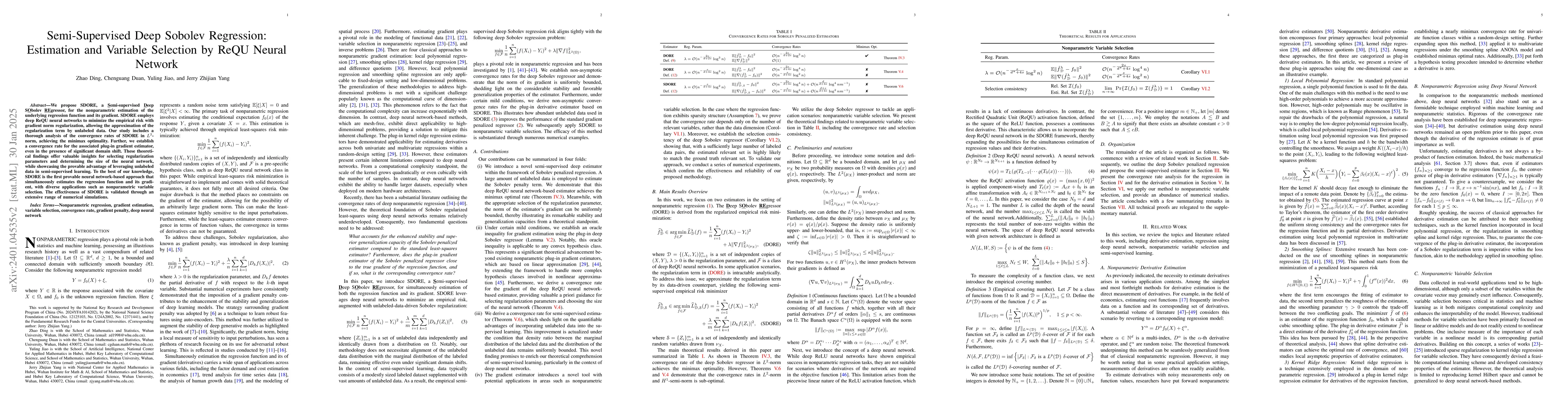 Thumbnail for Semi-Supervised Deep Sobolev Regression: Estimation, Variable Selection
  and Beyond