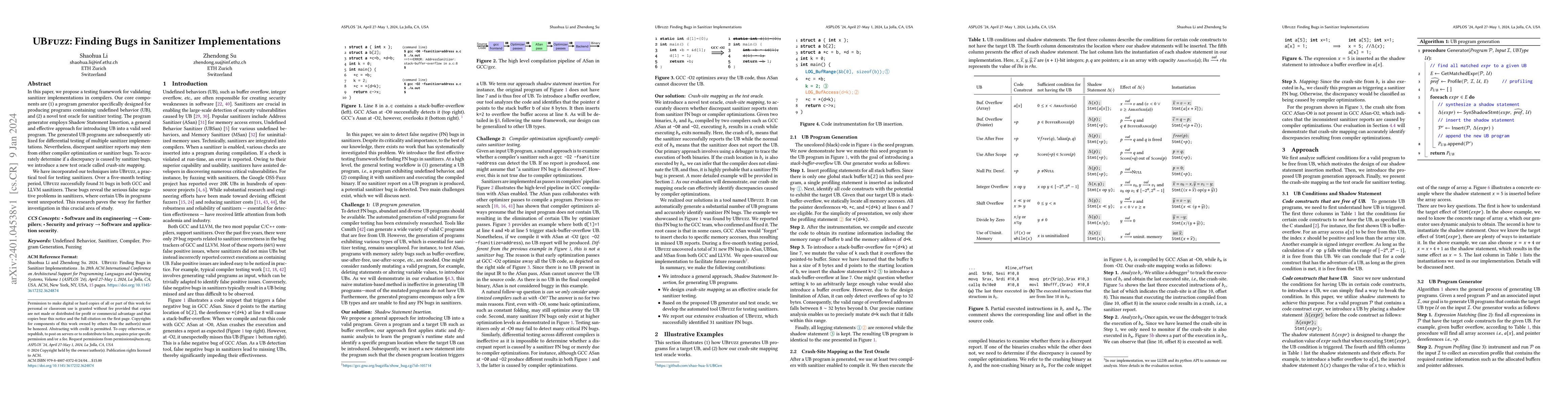 Thumbnail for UBfuzz: Finding Bugs in Sanitizer Implementations