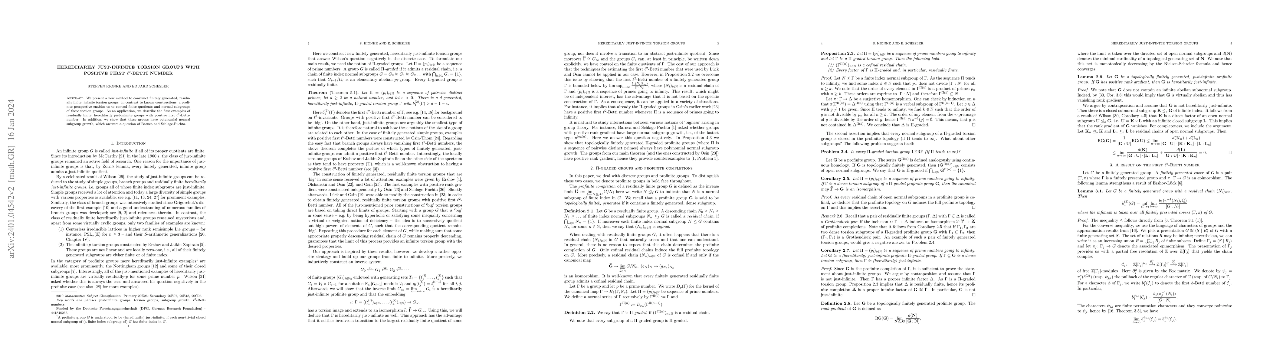 Thumbnail for Hereditarily just-infinite torsion groups with positive first
  $\ell^2$-Betti number