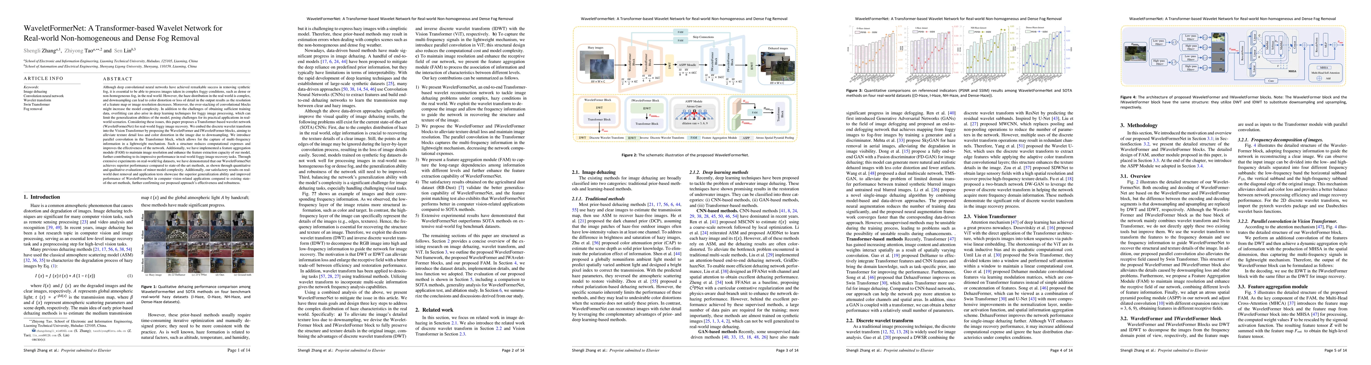Thumbnail for WaveletFormerNet: A Transformer-based Wavelet Network for Real-world
  Non-homogeneous and Dense Fog Removal